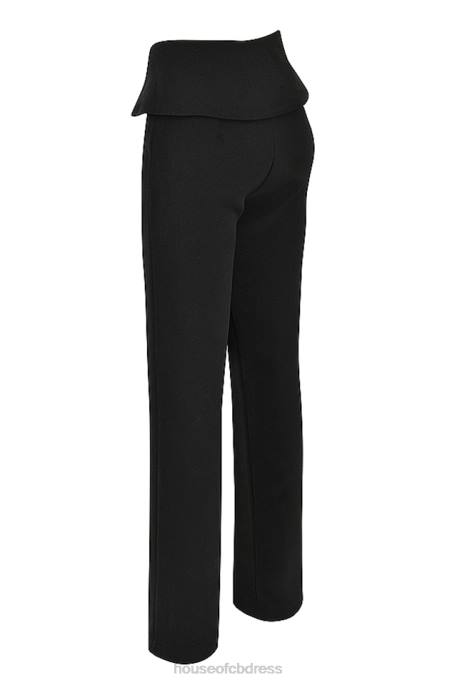 House of CB Ava Black Fold Front Trousers Clothing 4H6N956