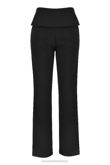 House of CB Ava Black Fold Front Trousers Clothing 4H6N956