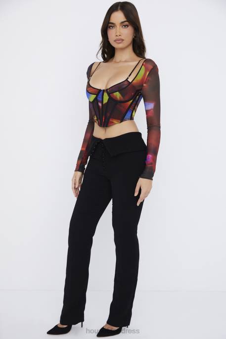 House of CB Ava Black Fold Front Trousers Clothing 4H6N956