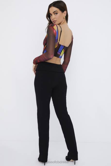 House of CB Ava Black Fold Front Trousers Clothing 4H6N956