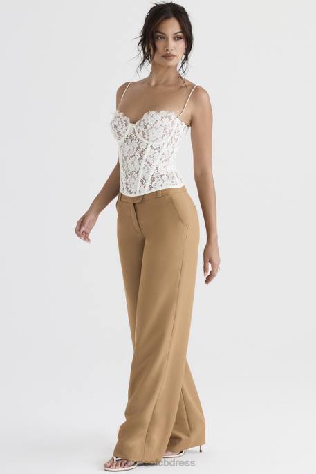 House of CB Cameron Caramel Relaxed Tailored Trousers Clothing 4H6N907