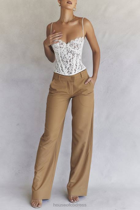 House of CB Cameron Caramel Relaxed Tailored Trousers Clothing 4H6N907