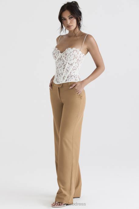 House of CB Cameron Caramel Relaxed Tailored Trousers Clothing 4H6N907