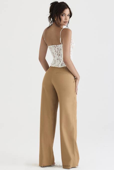 House of CB Cameron Caramel Relaxed Tailored Trousers Clothing 4H6N907