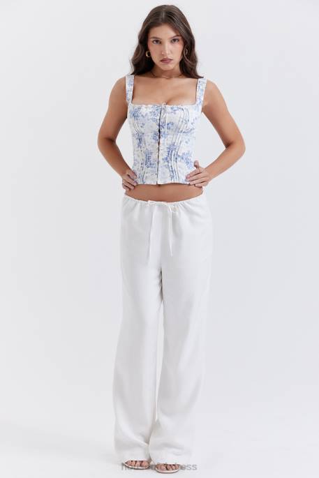 House of CB Cleo Ivory Linen Mix Trousers Clothing 4H6N863