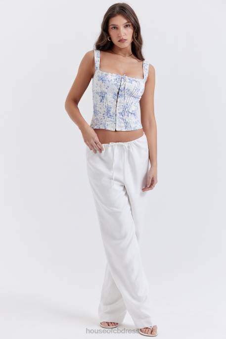 House of CB Cleo Ivory Linen Mix Trousers Clothing 4H6N863