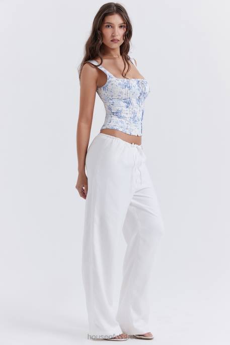 House of CB Cleo Ivory Linen Mix Trousers Clothing 4H6N863