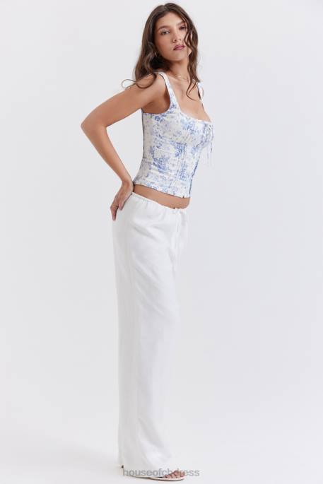 House of CB Cleo Ivory Linen Mix Trousers Clothing 4H6N863