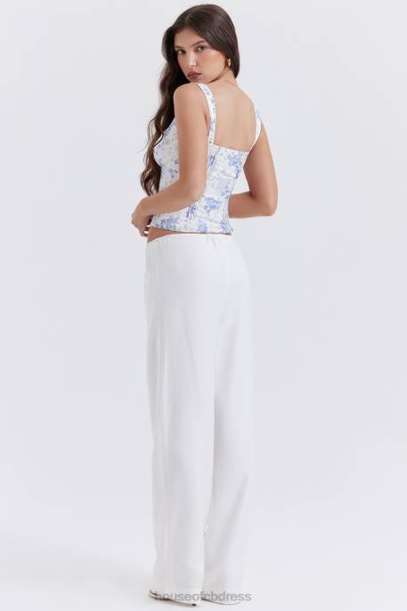 House of CB Cleo Ivory Linen Mix Trousers Clothing 4H6N863