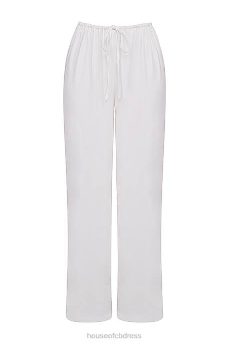 House of CB Cleo Ivory Linen Mix Trousers Clothing 4H6N863