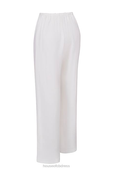 House of CB Cleo Ivory Linen Mix Trousers Clothing 4H6N863
