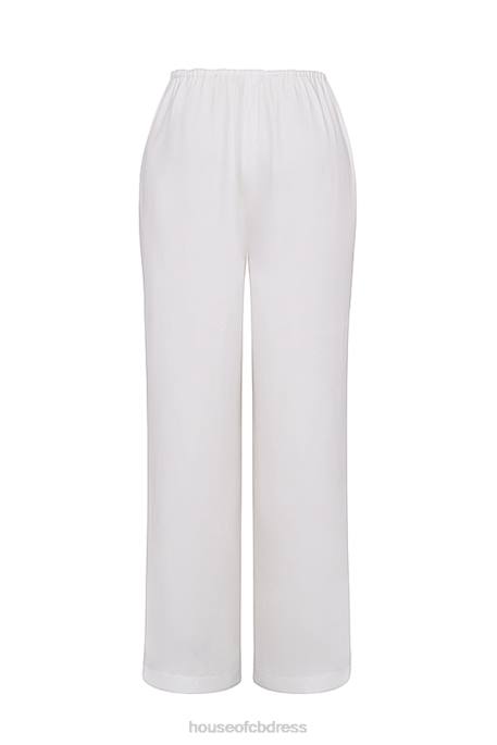 House of CB Cleo Ivory Linen Mix Trousers Clothing 4H6N863
