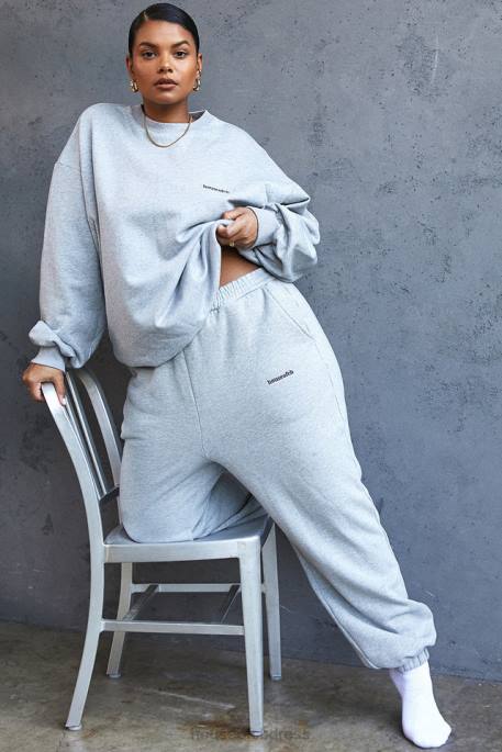 House of CB Cloud Grey Brushback Jogging Trousers Clothing 4H6N1006