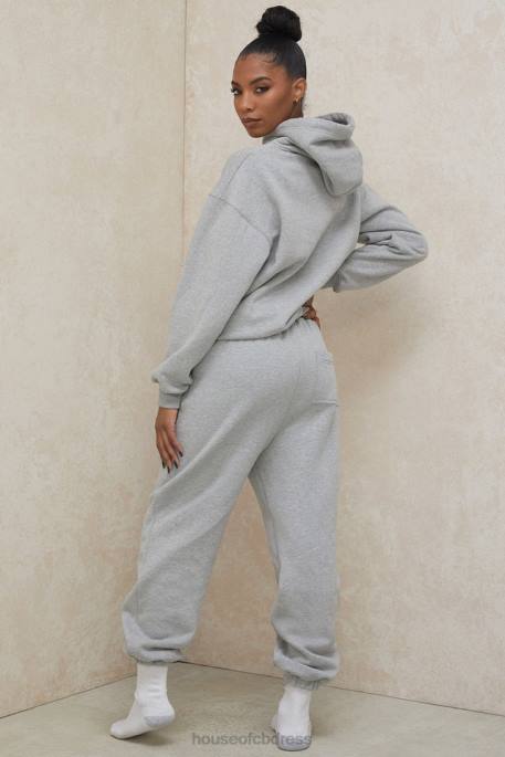 House of CB Cloud Grey Brushback Jogging Trousers Clothing 4H6N1006