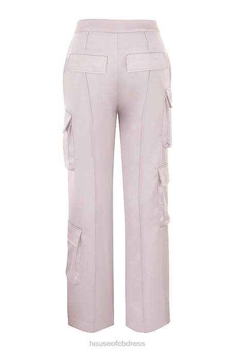 House of CB Daria Crystal Satin Straight Leg Cargo Trousers Clothing 4H6N941
