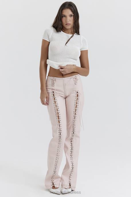 House of CB Elliot Peach Vegan Leather Lace Up Trousers Clothing 4H6N844