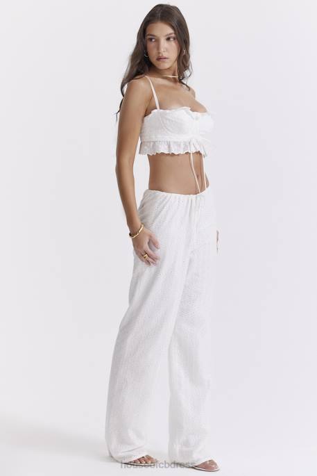 House of CB Frankie White Broderie Anglais Trousers Clothing 4H6N859