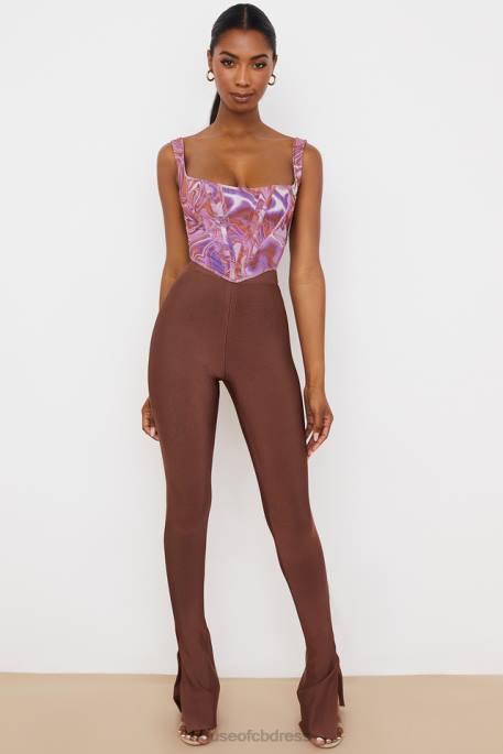 House of CB Gloriette Chocolate High Waisted Bandage Trousers Clothing 4H6N966
