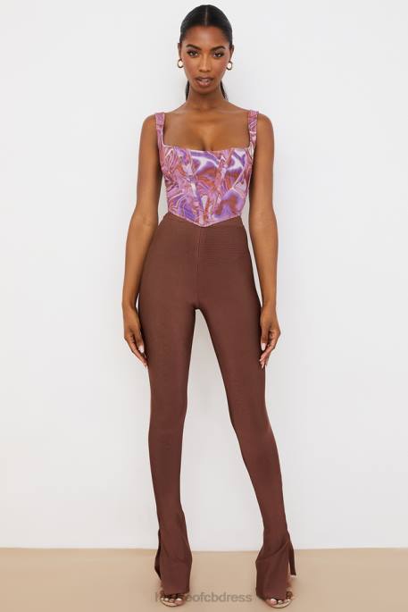 House of CB Gloriette Chocolate High Waisted Bandage Trousers Clothing 4H6N966