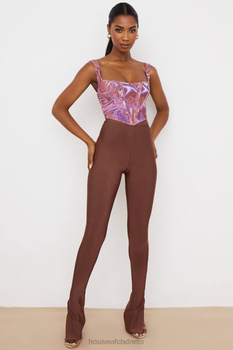 House of CB Gloriette Chocolate High Waisted Bandage Trousers Clothing 4H6N966