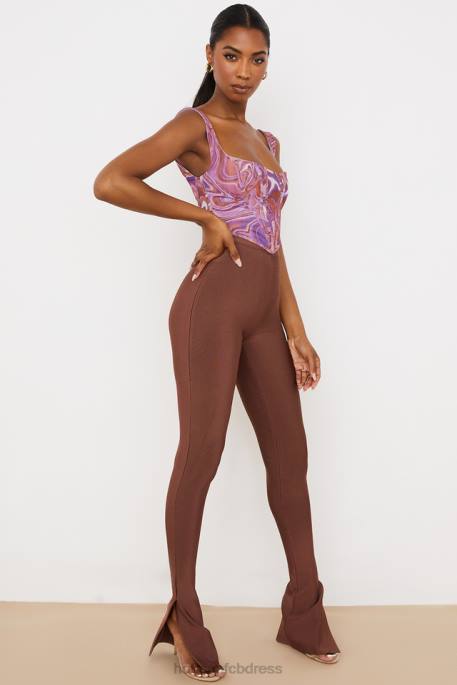 House of CB Gloriette Chocolate High Waisted Bandage Trousers Clothing 4H6N966