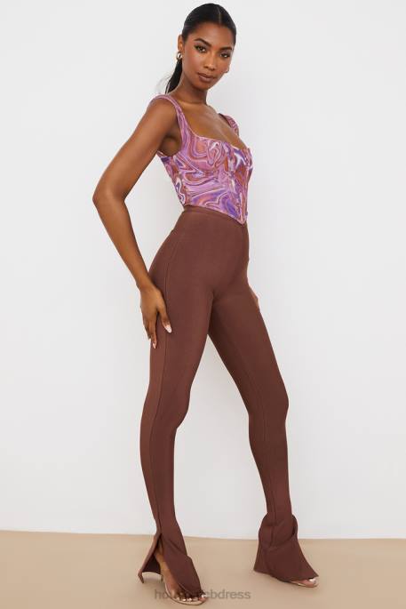 House of CB Gloriette Chocolate High Waisted Bandage Trousers Clothing 4H6N966