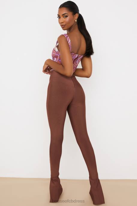 House of CB Gloriette Chocolate High Waisted Bandage Trousers Clothing 4H6N966