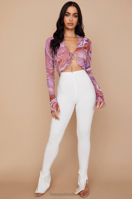 House of CB Gloriette White High Waisted Bandage Trousers Clothing 4H6N964