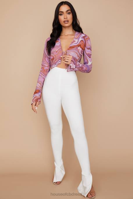 House of CB Gloriette White High Waisted Bandage Trousers Clothing 4H6N964