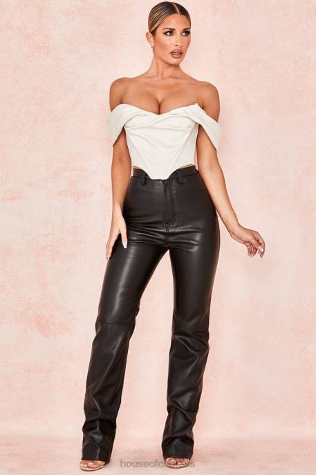 House of CB Inaya Black Stretch Vegan Leather Trousers Clothing 4H6N1023