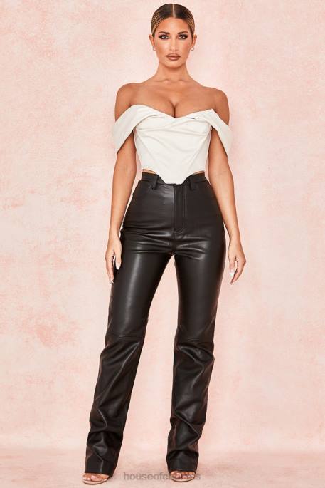 House of CB Inaya Black Stretch Vegan Leather Trousers Clothing 4H6N1023