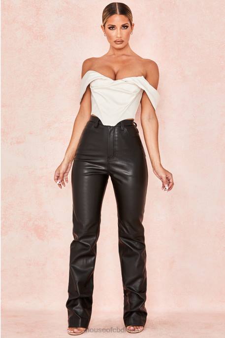 House of CB Inaya Black Stretch Vegan Leather Trousers Clothing 4H6N1023