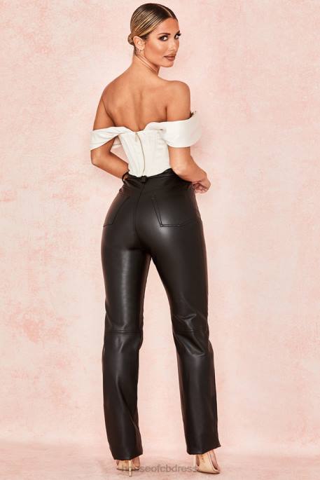 House of CB Inaya Black Stretch Vegan Leather Trousers Clothing 4H6N1023