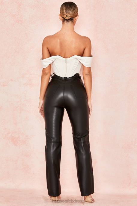 House of CB Inaya Black Stretch Vegan Leather Trousers Clothing 4H6N1023