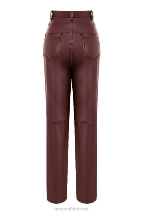 House of CB Inaya Dark Brown Stretch Vegan Leather Trousers Clothing 4H6N979