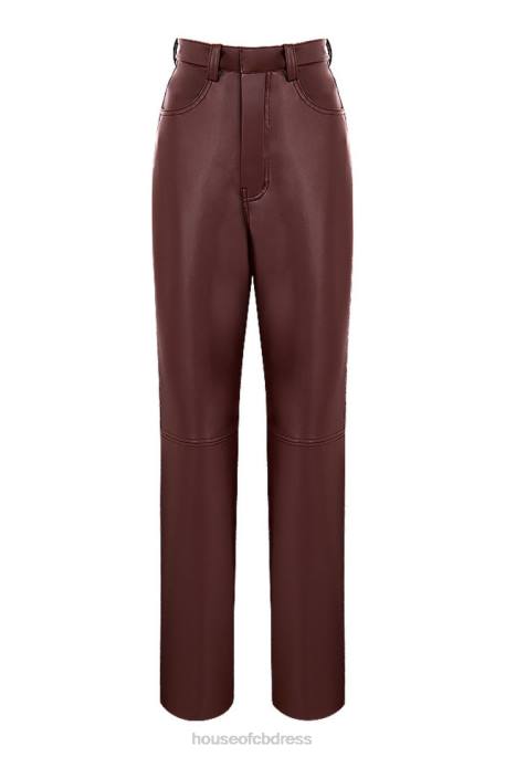 House of CB Inaya Dark Brown Stretch Vegan Leather Trousers Clothing 4H6N979