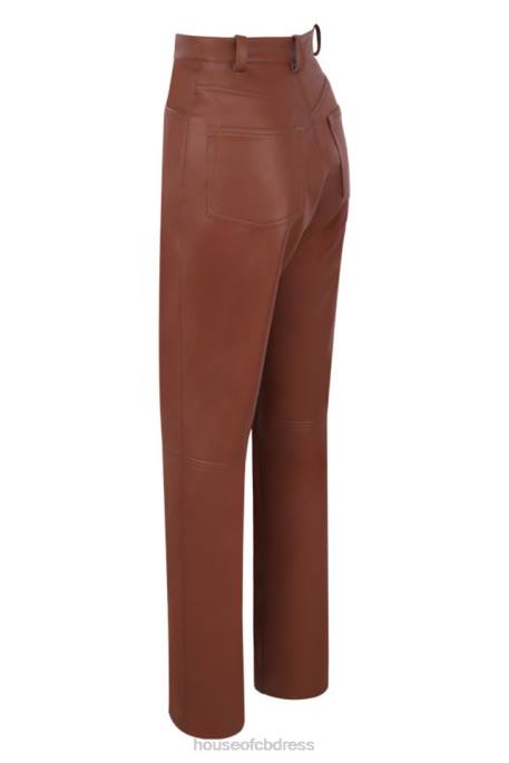 House of CB Inaya Tan Stretch Vegan Leather Trousers Clothing 4H6N1011