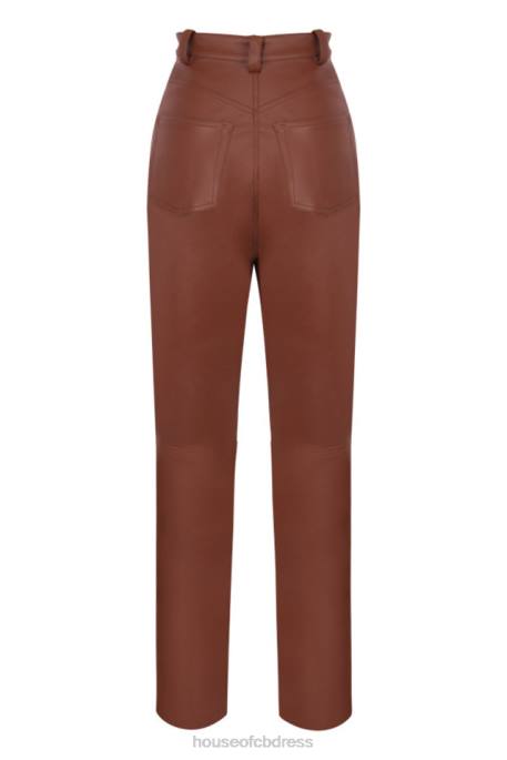 House of CB Inaya Tan Stretch Vegan Leather Trousers Clothing 4H6N1011