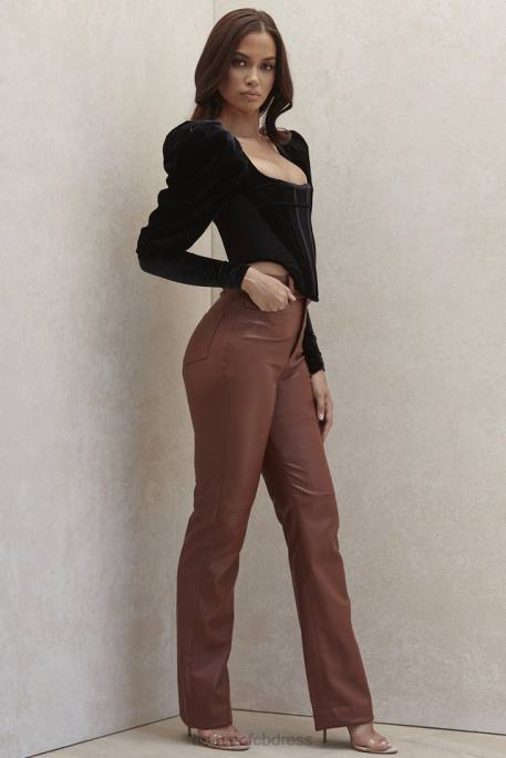 House of CB Inaya Tan Stretch Vegan Leather Trousers Clothing 4H6N1011