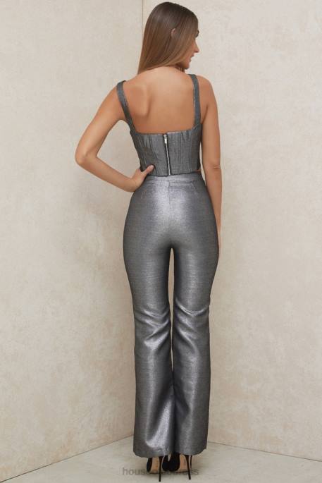 House of CB Jas Silver Kick Flare Trousers Clothing 4H6N992