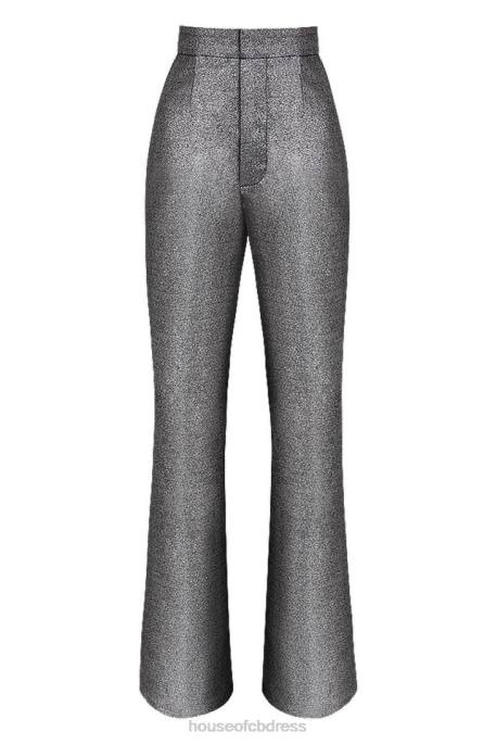 House of CB Jas Silver Kick Flare Trousers Clothing 4H6N992