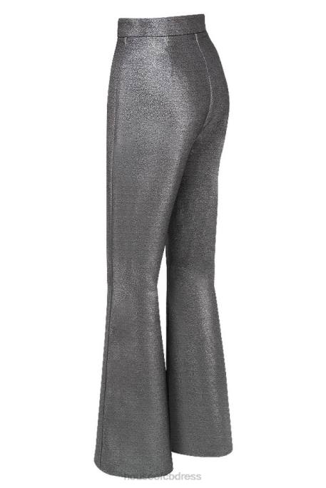 House of CB Jas Silver Kick Flare Trousers Clothing 4H6N992