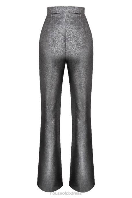 House of CB Jas Silver Kick Flare Trousers Clothing 4H6N992