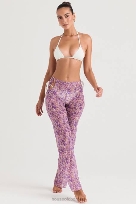 House of CB Keala Violet Floral Cutout Trousers Clothing 4H6N929