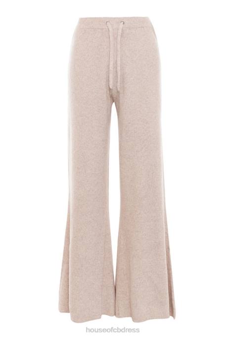 House of CB Luda Taupe Ribbed Knit Trousers Clothing 4H6N981