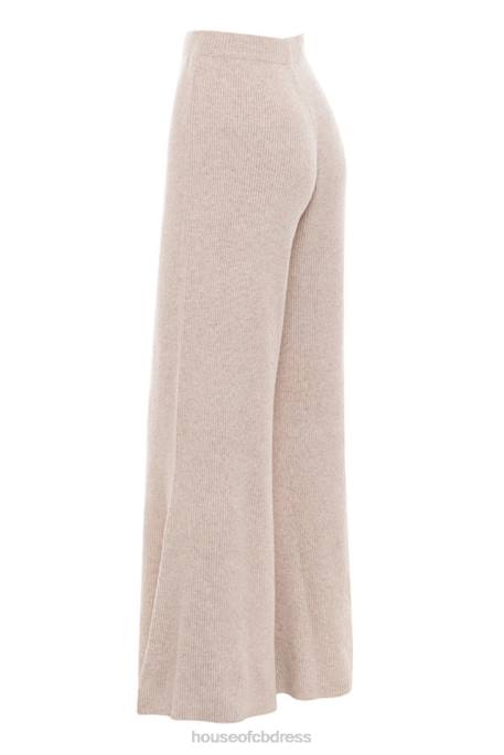 House of CB Luda Taupe Ribbed Knit Trousers Clothing 4H6N981