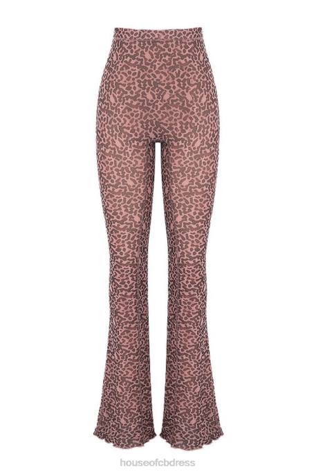 House of CB Maite Animal Print Mesh Flared Trousers Clothing 4H6N973