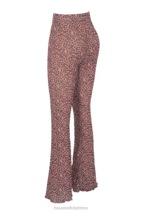 House of CB Maite Animal Print Mesh Flared Trousers Clothing 4H6N973