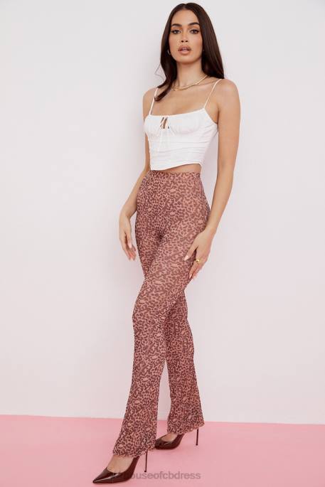 House of CB Maite Animal Print Mesh Flared Trousers Clothing 4H6N973