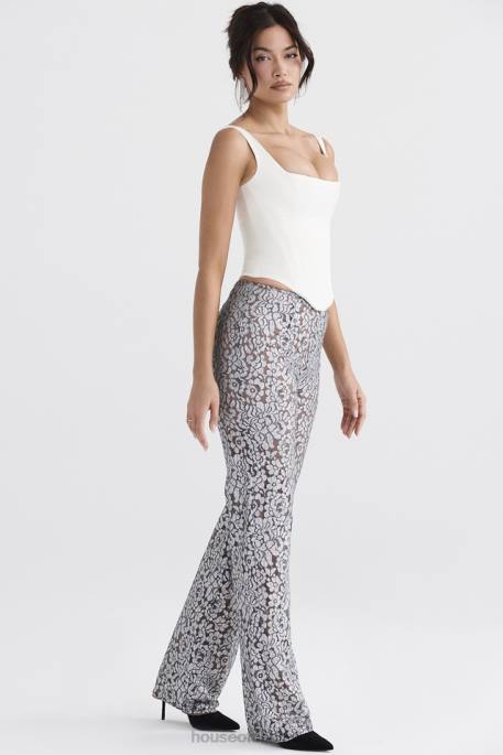 House of CB Mara Silver Metallic Lace Trousers Clothing 4H6N886